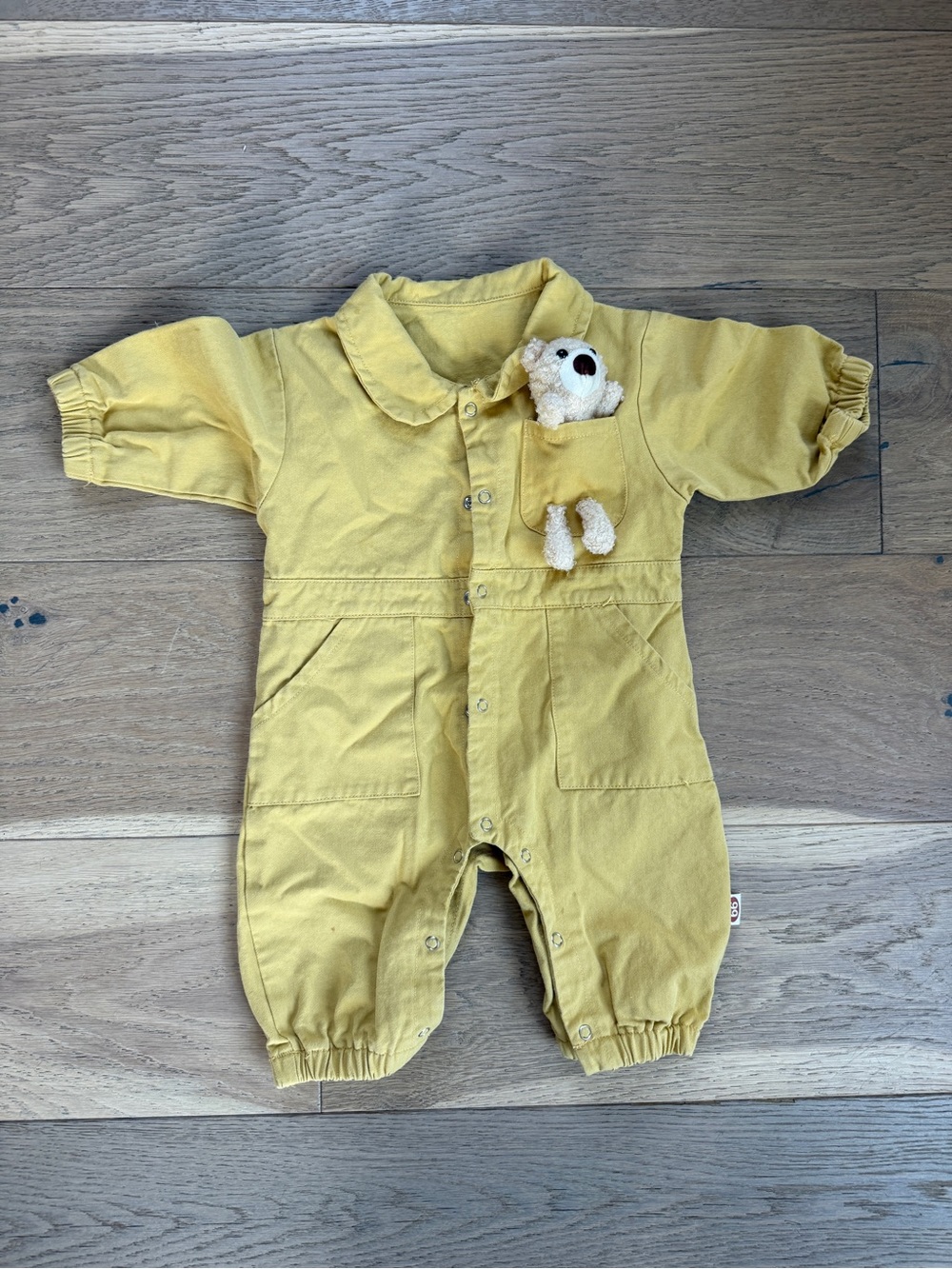 Cute Yellow Baby Playsuit with Pocket Plush